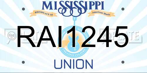 RAI1245 Mississippi License Plate