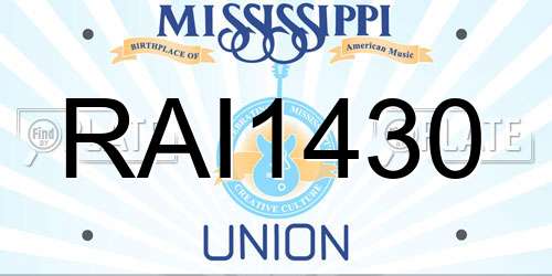 RAI1430 Mississippi License Plate
