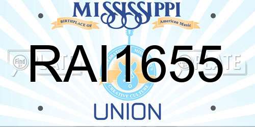 RAI1655 Mississippi License Plate