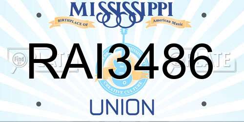 RAI3486 Mississippi License Plate