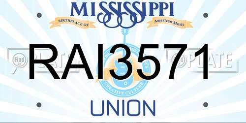 RAI3571 Mississippi License Plate