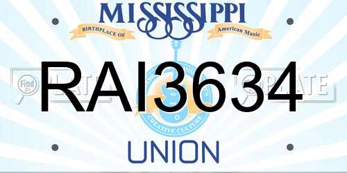 RAI3634 Mississippi License Plate