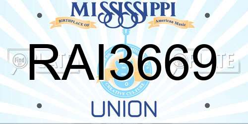 RAI3669 Mississippi License Plate