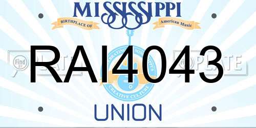 RAI4043 Mississippi License Plate
