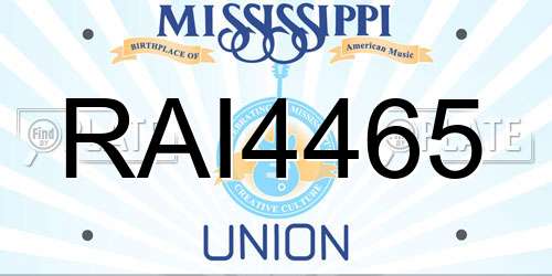 RAI4465 Mississippi License Plate