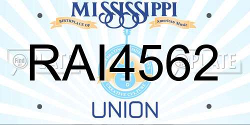 RAI4562 Mississippi License Plate