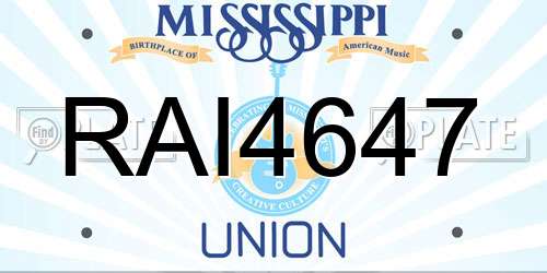 RAI4647 Mississippi License Plate