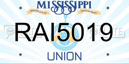 RAI5019 Mississippi License Plate