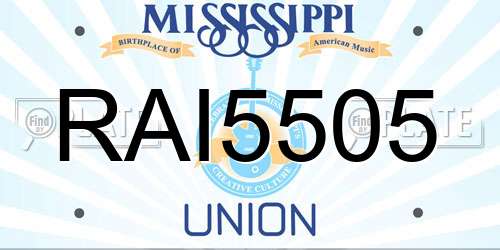 RAI5505 Mississippi License Plate