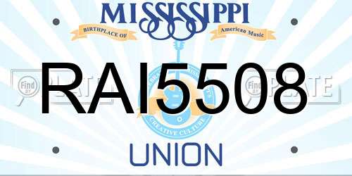 RAI5508 Mississippi License Plate
