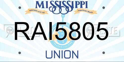 RAI5805 Mississippi License Plate