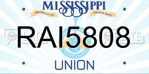 RAI5808 Mississippi License Plate