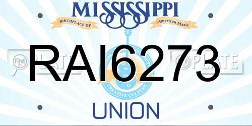 RAI6273 Mississippi License Plate