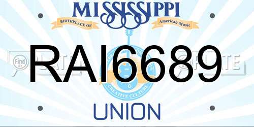 RAI6689 Mississippi License Plate