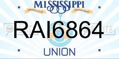 RAI6864 Mississippi License Plate