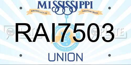 RAI7503 Mississippi License Plate