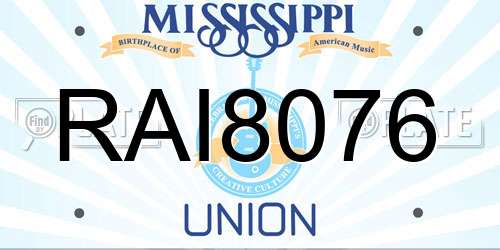 RAI8076 Mississippi License Plate