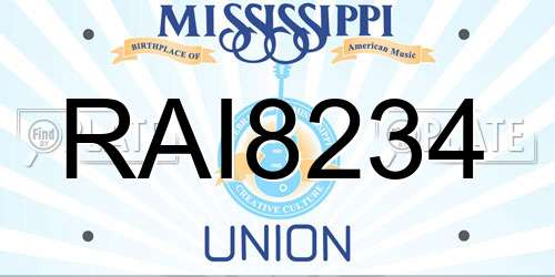 RAI8234 Mississippi License Plate