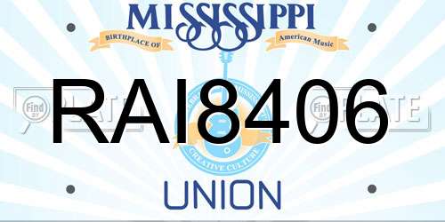 RAI8406 Mississippi License Plate
