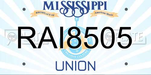 RAI8505 Mississippi License Plate
