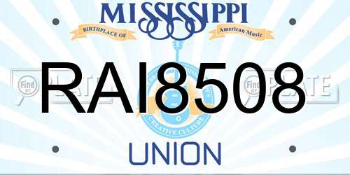 RAI8508 Mississippi License Plate