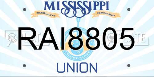 RAI8805 Mississippi License Plate