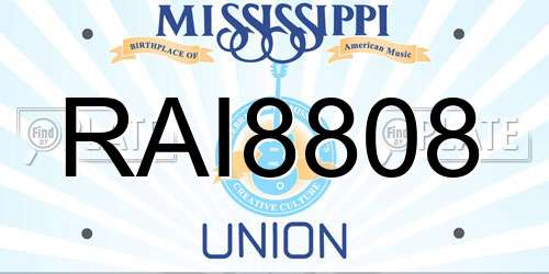 RAI8808 Mississippi License Plate