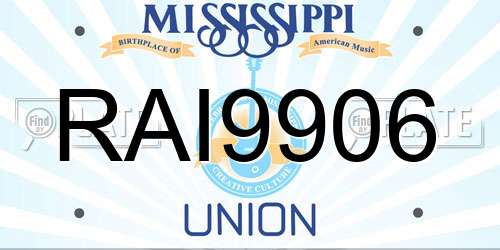 RAI9906 Mississippi License Plate