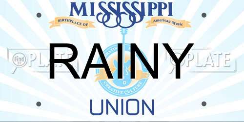 RAINY Mississippi License Plate