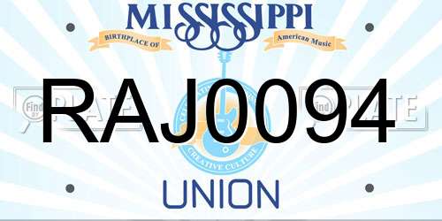 RAJ0094 Mississippi License Plate