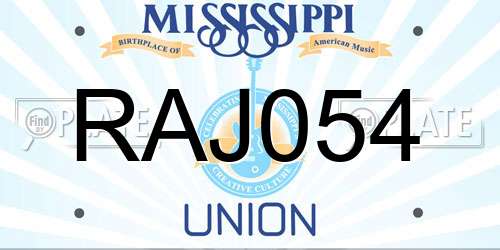 RAJ054 Mississippi License Plate