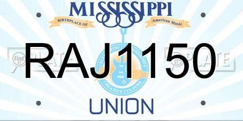 RAJ1150 Mississippi License Plate