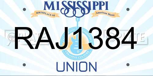 RAJ1384 Mississippi License Plate