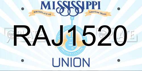 RAJ1520 Mississippi License Plate