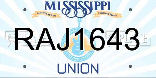 RAJ1643 Mississippi License Plate