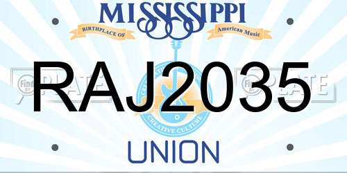 RAJ2035 Mississippi License Plate
