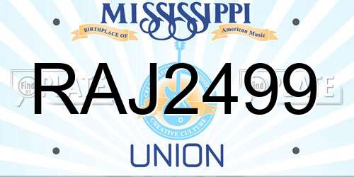 RAJ2499 Mississippi License Plate