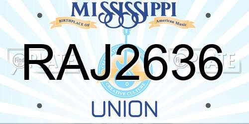 RAJ2636 Mississippi License Plate