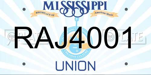 RAJ4001 Mississippi License Plate