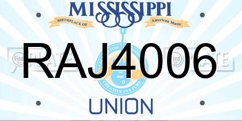 RAJ4006 Mississippi License Plate