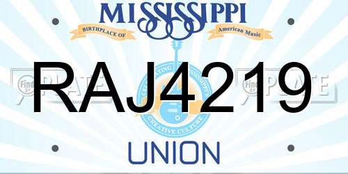 RAJ4219 Mississippi License Plate