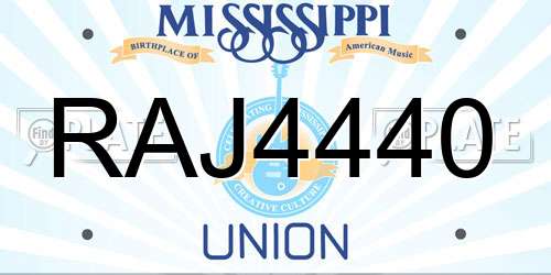 RAJ4440 Mississippi License Plate
