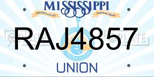 RAJ4857 Mississippi License Plate
