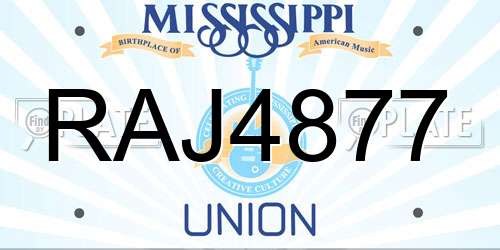 RAJ4877 Mississippi License Plate