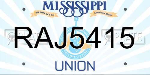 RAJ5415 Mississippi License Plate
