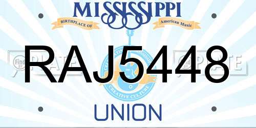 RAJ5448 Mississippi License Plate