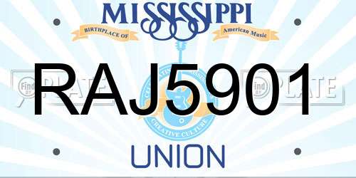 RAJ5901 Mississippi License Plate