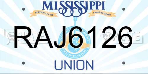 RAJ6126 Mississippi License Plate