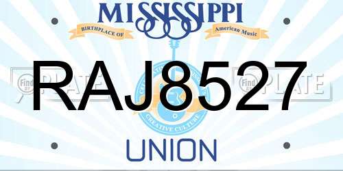 RAJ8527 Mississippi License Plate