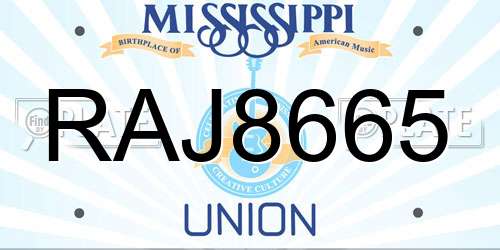RAJ8665 Mississippi License Plate